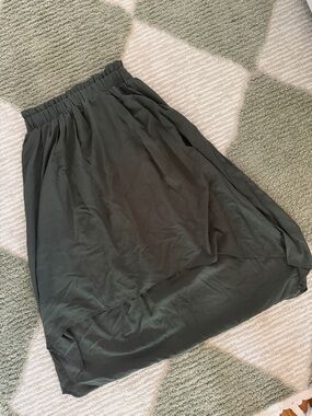 Elegant Olive High-Low Skirt with Elastic Waist